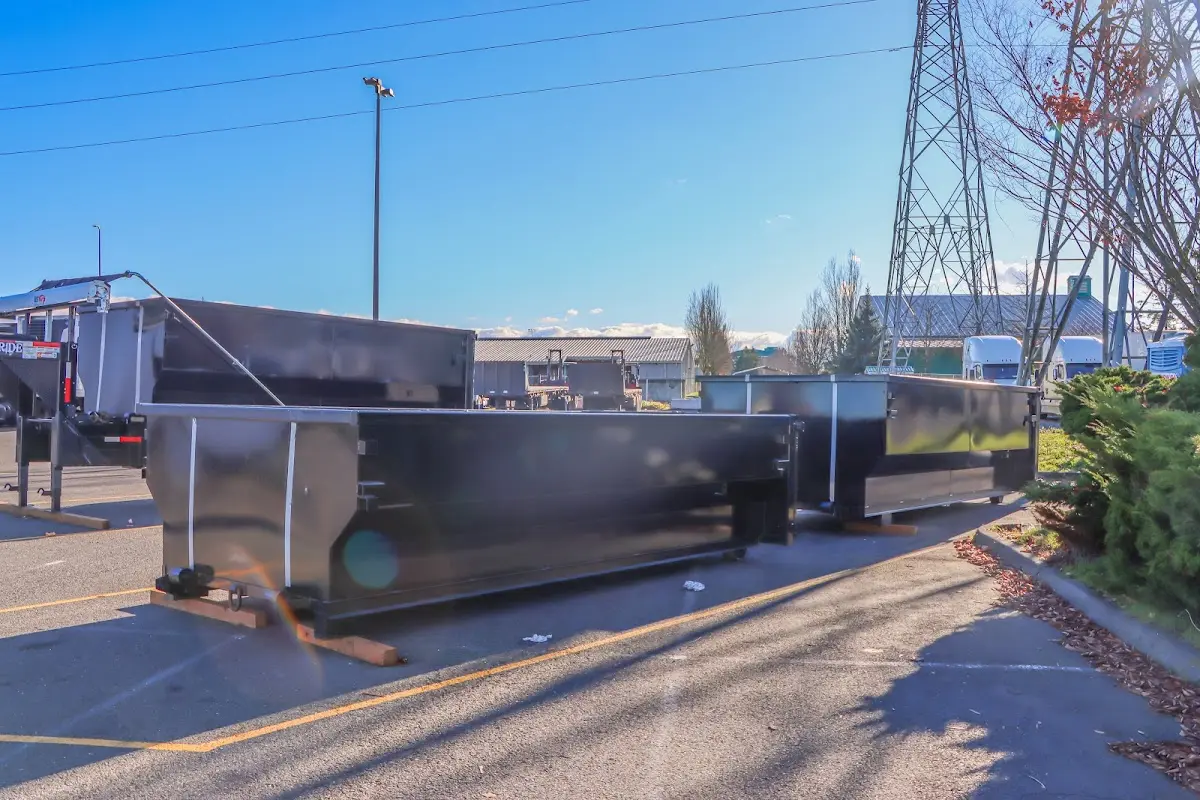 Roll-off dumpster ready for waste disposal at job site for Yard Waste Dumpster Rental in Belton